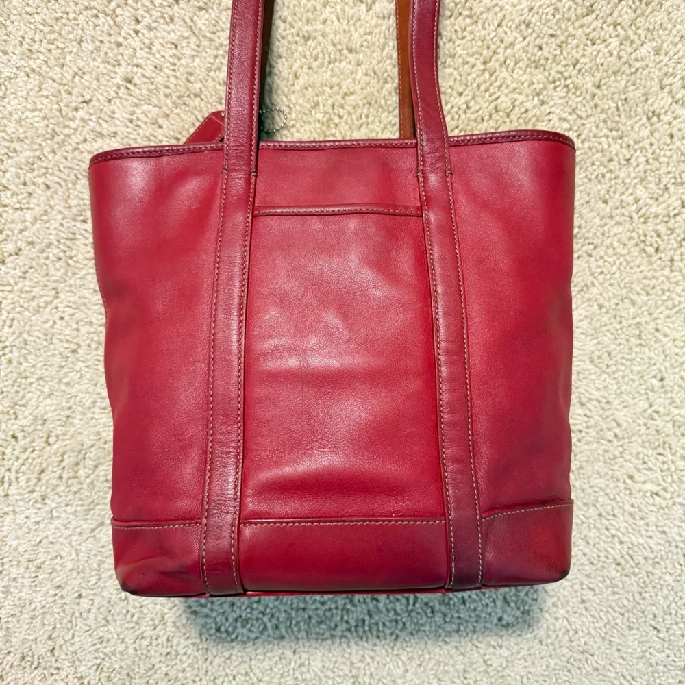 Vintage Coach Red Leather Tote Bag 5187 - Picture 2 of 8